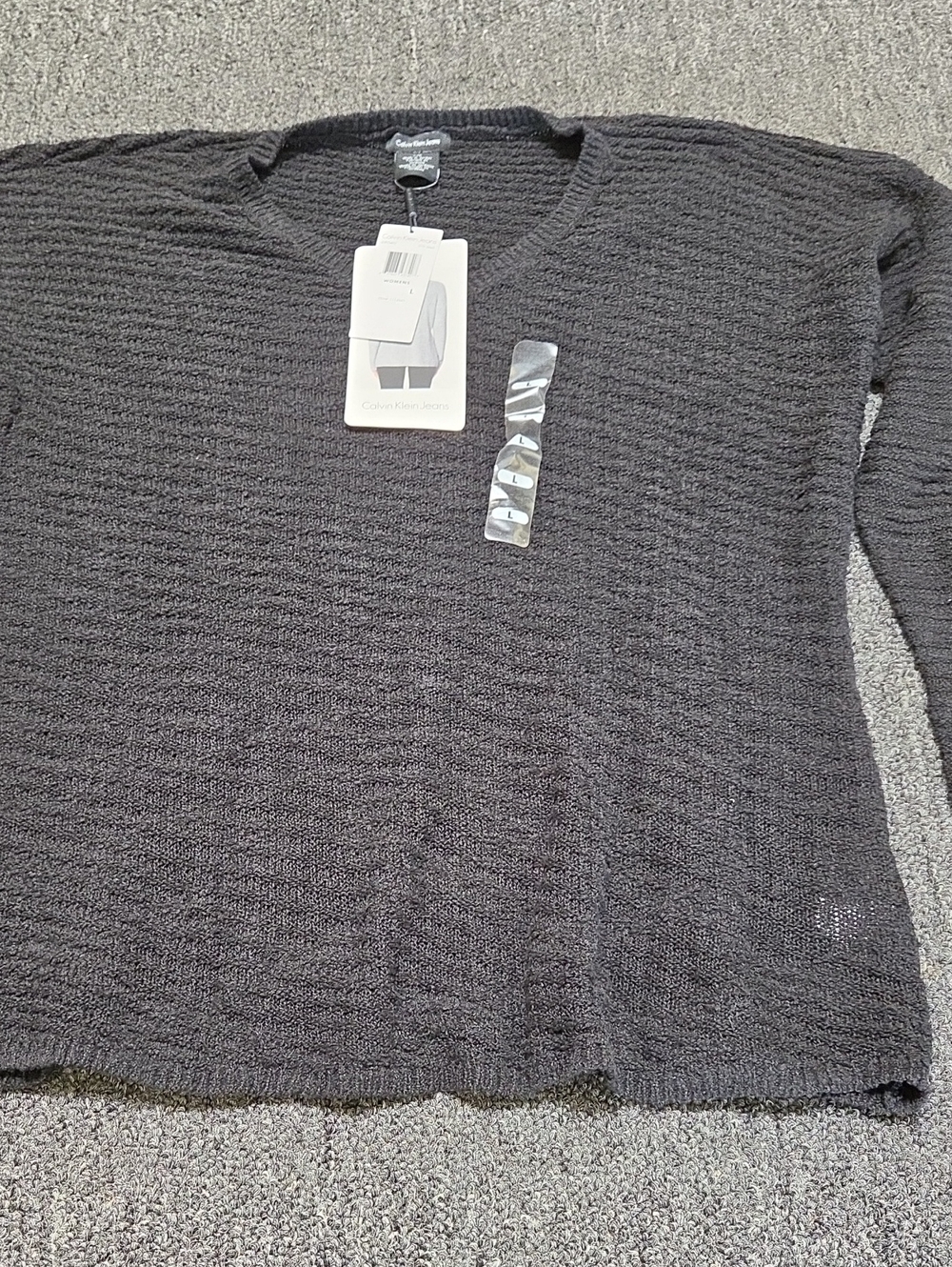 (#5C) Calvin Klein Women's Dark Charcoal Crewneck Sweater